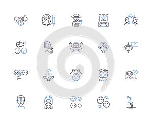 Funny people outline icons collection. Humorous, Comic, Comedian, Cheerful, Amusing, Lighthearted, Jocular vector and