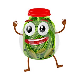 Funny pickles glass jar character