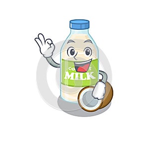 A funny picture of coconut milk making an Okay gesture