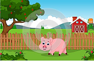 Funny pig cartoon Runing For you design