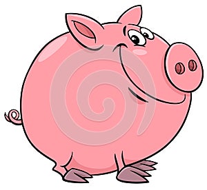 Funny pig character cartoon illustration