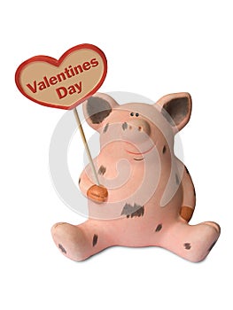 Funny pig with heart