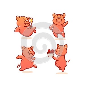 Funny Pig, vector collection of doodle pigs