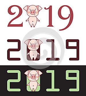 Funny piggy background with numbers