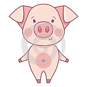 Funny piggy vector color illustration