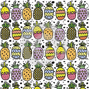 Funny pineappples background. Wallpaper. Vector photo