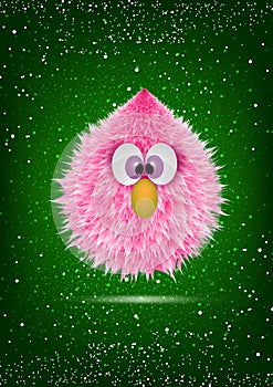 Funny Pink Baby Hairy Monster Face Cartoon