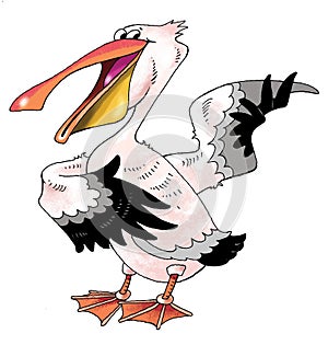Funny pink Pelican beak singing actor paws