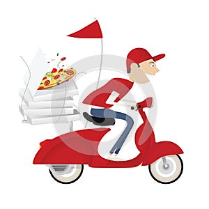 Funny pizza delivery boy