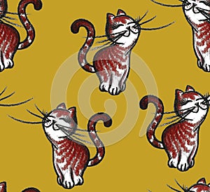 Sweet, playful cats with a beige background photo