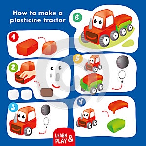 Funny Plasticine Tractor with Trailer Step Instruction for Kid