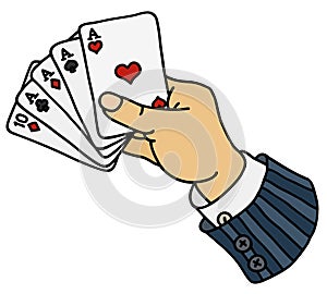 Funny poker cards in hand