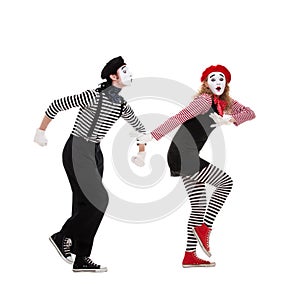 Funny portrait of mimes