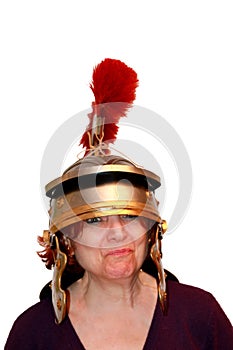 Funny Portraits - Woman With Roman Helmet