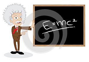 Funny professor showing blackboard