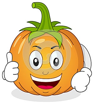 Funny Pumpkin Character with Thumbs Up