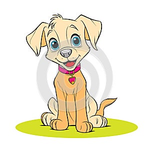 funny puppy cartoon style vector illustration