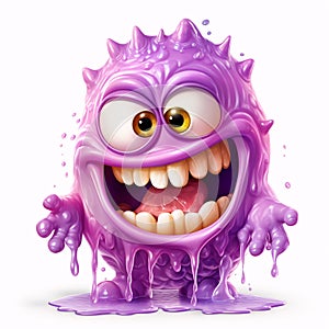 Funny purple monster cartoon character isolated on transparent background