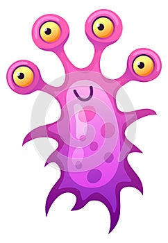 Funny purple monster. Microbe or alien creature mascot