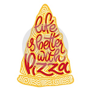 Funny quote on pizza slice.