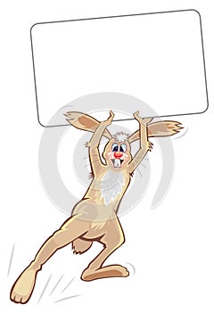 Funny rabbit with a blank card (board)