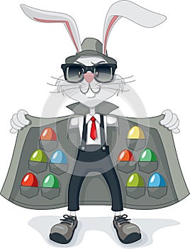 Funny Rabbit with Contraband Easter Eggs Vector Cartoon photo