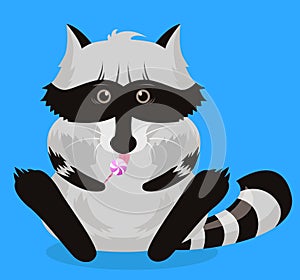 Funny raccoon vector character. Cute animal nature isolated wildlife cartoon pet. Charming humorous .