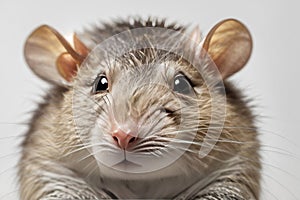 funny rat close-up isolated on white background.