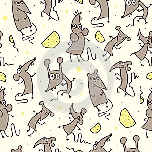 Funny Rat, seamless pattern