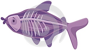 Funny x-ray fish cartoon animal character