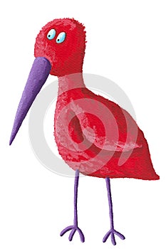 Funny red bird with purple beak photo