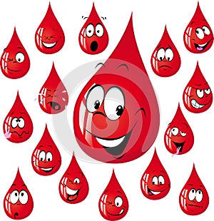 Funny red drop cartoon - vector illustration