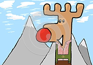 A funny Reindeer in an winter landscape