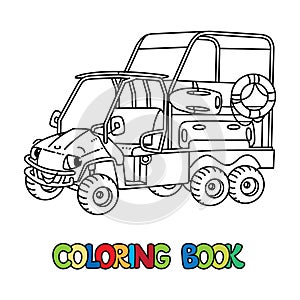 Funny resque vehicle with eyes. Car coloring book