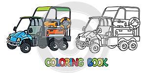 Funny resque vehicle with eyes. Car coloring book
