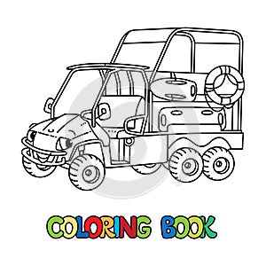 Funny resque vehicle with eyes. Car coloring book photo