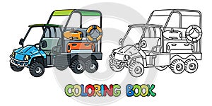 Funny resque vehicle with eyes. Car coloring book photo