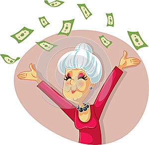 Funny Retired Senior Woman Throwing with Money