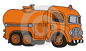 The funny retro orange tank truck