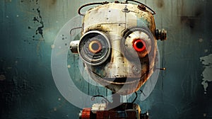 Funny Robot Face Sketch: A Grungy Patchwork Of Photorealistic Metal Contraption