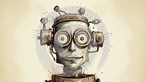 Funny Robot Face: Steampunk Cartoon Cartoon By Mikael Keeler