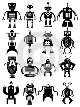 Funny robot icons set