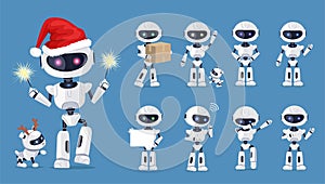 Funny Robot Set of Icons Vector Illustration