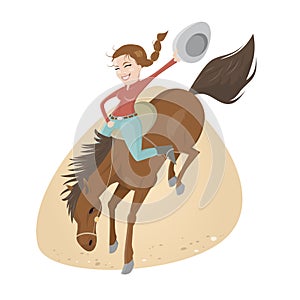 Funny rodeo riding girl