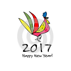 Funny Rooster, symbol of 2017 new year