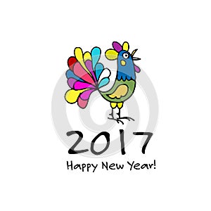 Funny Rooster, symbol of 2017 new year