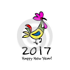 Funny Rooster, symbol of 2017 new year