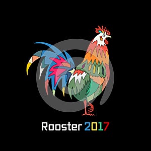 Funny Rooster, symbol of 2017 new year