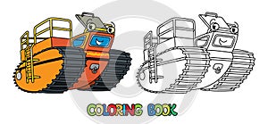 Funny rover car or amphibious vehicle coloring book