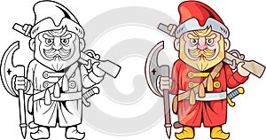 Funny russian soldier of the sixteenth century, design coloring book photo